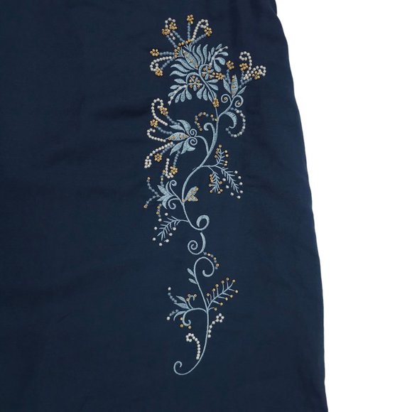 Uniform John Paul Richard Petite Linen Blend Skirt Women 8 Embroidered Beaded - Picture 6 of 10